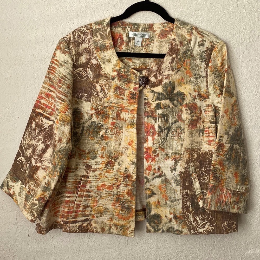 Coldwater Creek jacket. One botton lightweight .Multi color